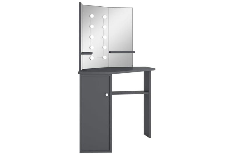 kosmetikbord til hjørne med LED-lys 111x54x141,5 cm grå - Grå - Sminkebord & konsolbord