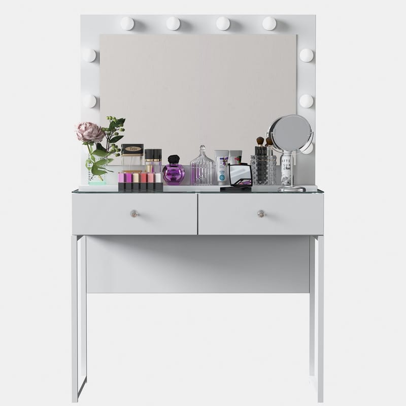 Make-up-bord Wallxpert Eska BJ158 (90 x 141,8 x 40 cm) hvid - Hvid - Møbler - Borde - Sminkebord & konsolbord