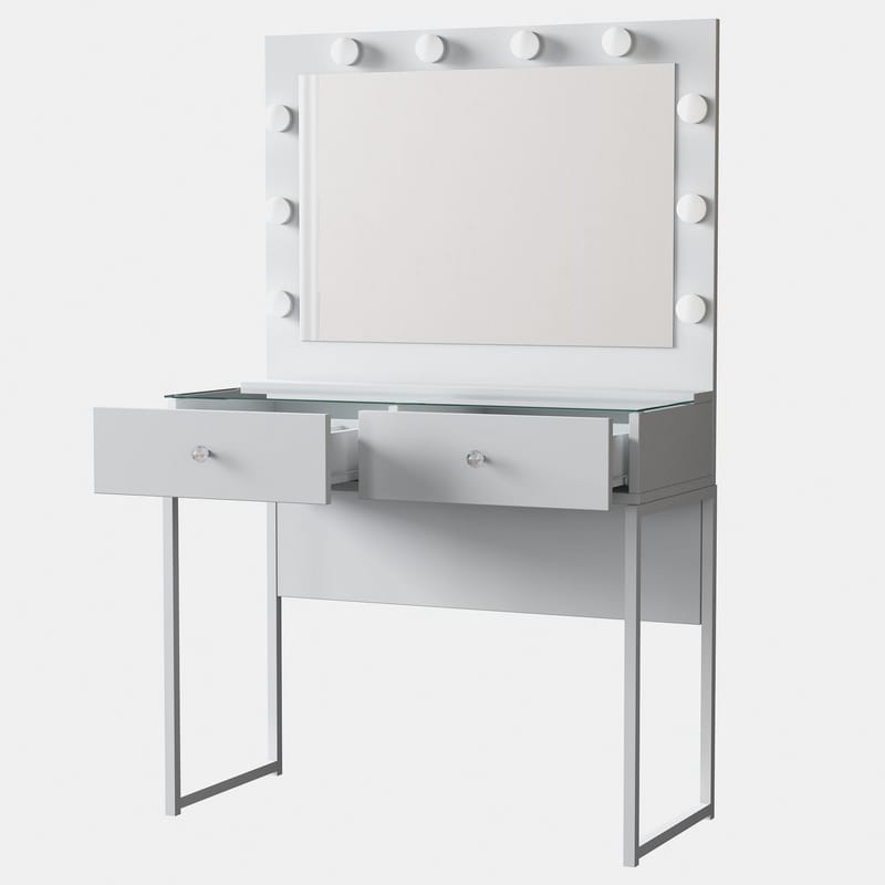 Make-up-bord Wallxpert Eska BJ158 (90 x 141,8 x 40 cm) hvid - Hvid - Møbler - Borde - Sminkebord & konsolbord