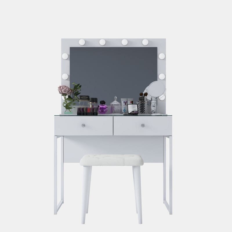 Make-up-bord Wallxpert Eska BJ164 (90 x 141,8 x 40 cm) Hvid - Hvid - Møbler - Borde - Sminkebord & konsolbord