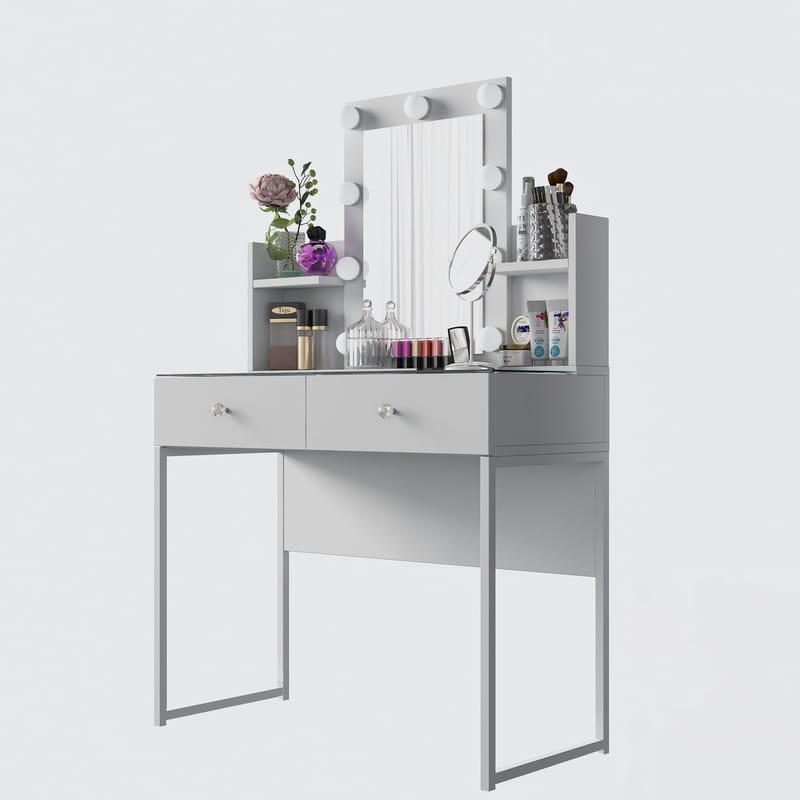Make-up-bord Wallxpert Fenn (90 x 136,8 x 40 cm) Hvid - Hvid - Møbler - Borde - Sminkebord & konsolbord