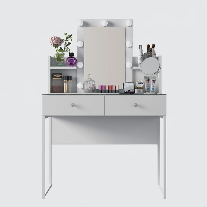 Make-up-bord Wallxpert Fenn (90 x 136,8 x 40 cm) Hvid - Hvid - Møbler - Borde - Sminkebord & konsolbord
