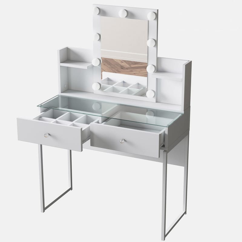 Make-up-bord Wallxpert Fenn (90 x 136,8 x 40 cm) Hvid - Hvid - Møbler - Borde - Sminkebord & konsolbord