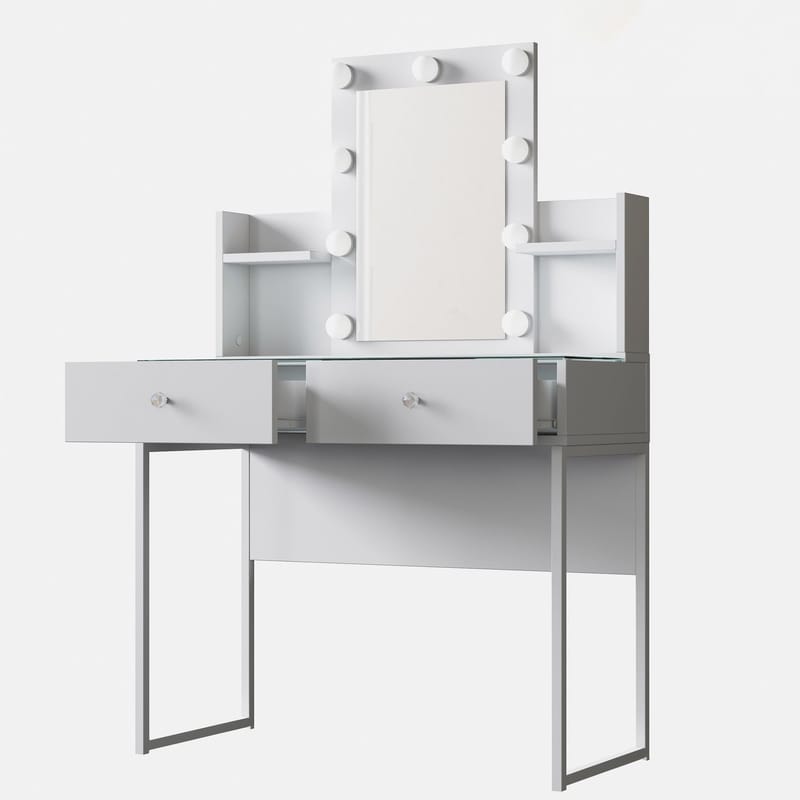 Make-up-bord Wallxpert Fenn (90 x 136,8 x 40 cm) Hvid - Hvid - Møbler - Borde - Sminkebord & konsolbord