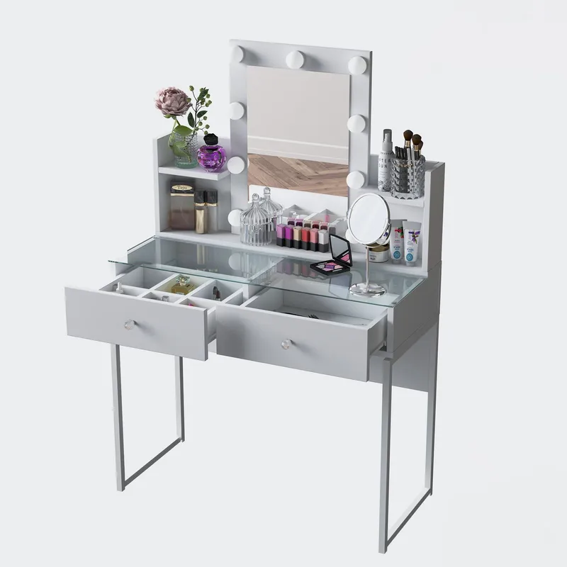 Make-up-bord Wallxpert Fenn (90 x 136,8 x 40 cm) Hvid, Hvid