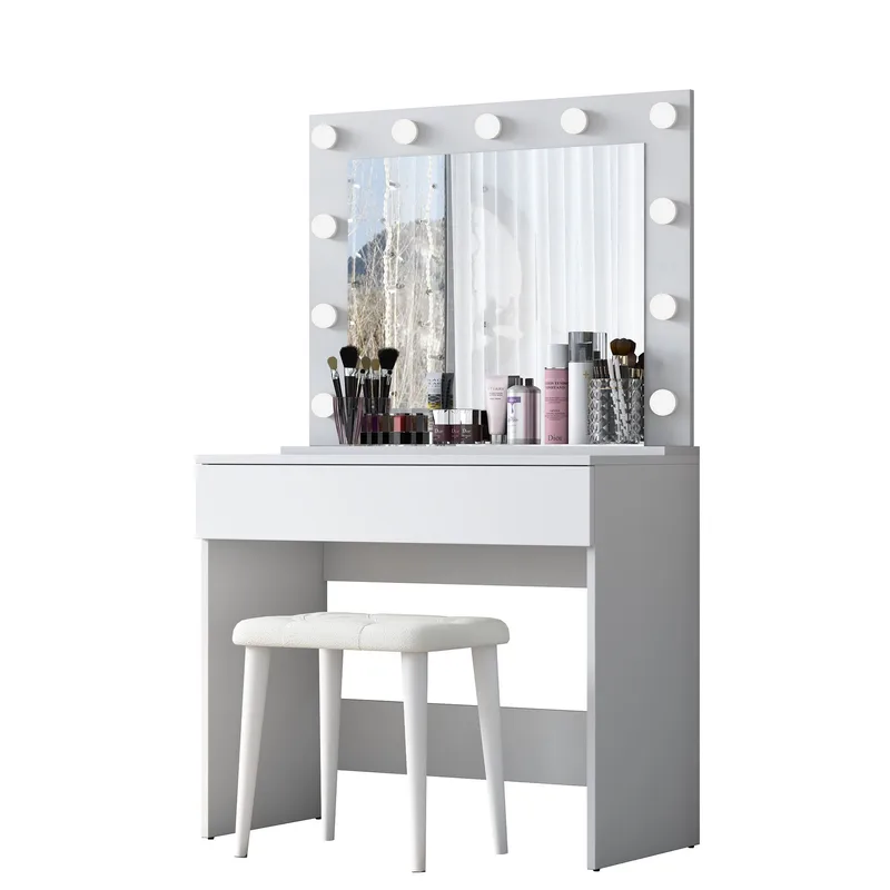 Make-up-bord Wallxpert Gala Shelf (90 x 76,8 x 45 cm) Hvid - Hvid - Møbler - Borde - Sminkebord & konsolbord