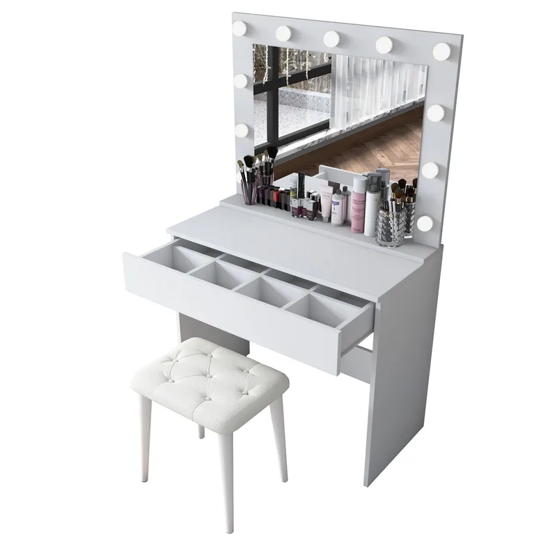 Make-up-bord Wallxpert Gala Shelf (90 x 76,8 x 45 cm) Hvid - Hvid - Møbler - Borde - Sminkebord & konsolbord