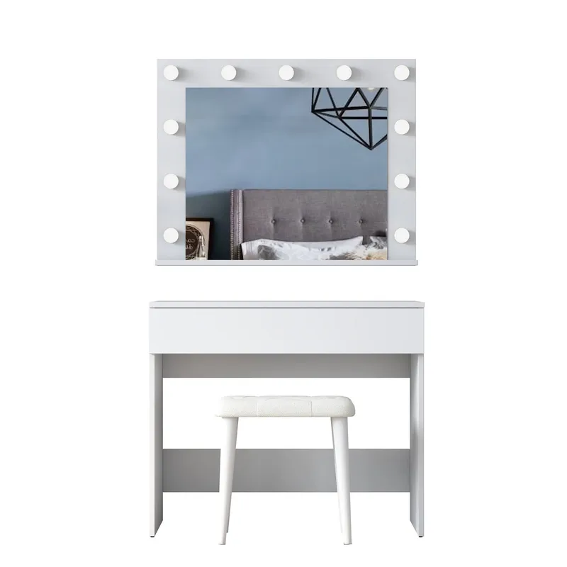 Make-up-bord Wallxpert Gala Shelf (90 x 76,8 x 45 cm) Hvid, Hvid