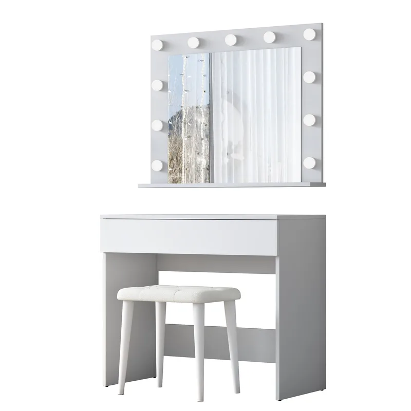 Make-up-bord Wallxpert Gala Shelf (90 x 76,8 x 45 cm) Hvid - Hvid - Møbler - Borde - Sminkebord & konsolbord