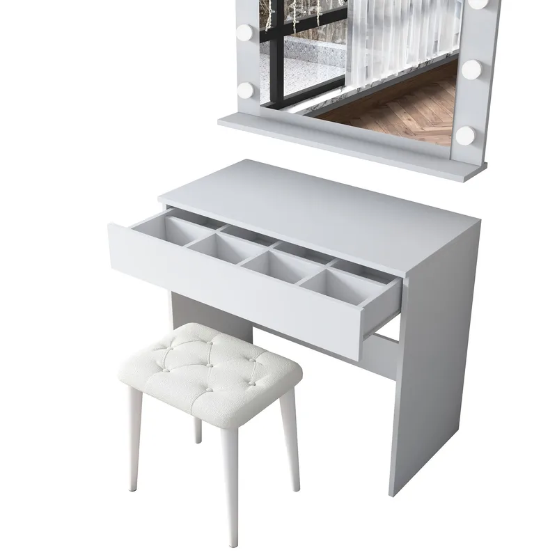 Make-up-bord Wallxpert Gala Shelf (90 x 76,8 x 45 cm) Hvid - Hvid - Møbler - Borde - Sminkebord & konsolbord