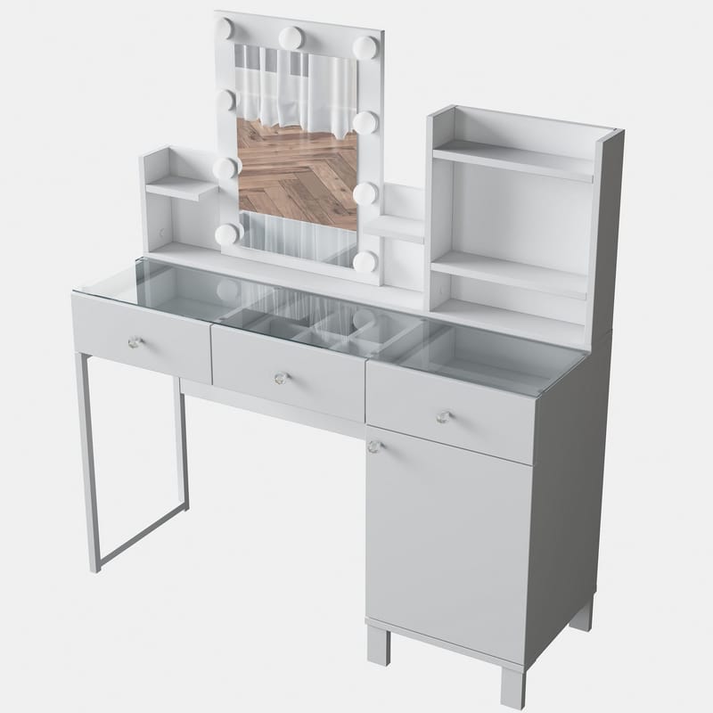Make-up-bord Wallxpert Hyla BJ139 (120 x 136,8 x 40 cm) Hvid - Hvid - Møbler - Borde - Sminkebord & konsolbord