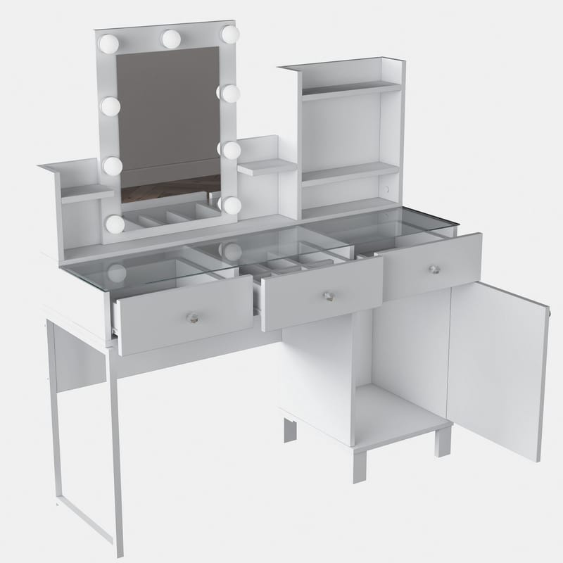 Make-up-bord Wallxpert Hyla BJ139 (120 x 136,8 x 40 cm) Hvid - Hvid - Møbler - Borde - Sminkebord & konsolbord