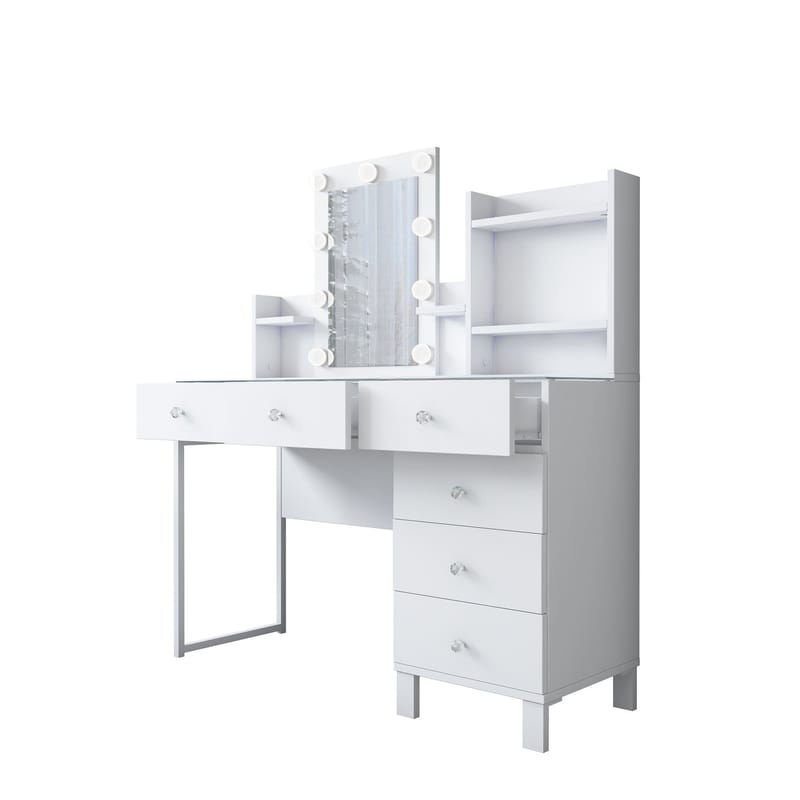 Make-up-bord Wallxpert Hyla BJ141 (120 x 136,8 x 40 cm) hvid - Hvid - Møbler - Borde - Sminkebord & konsolbord