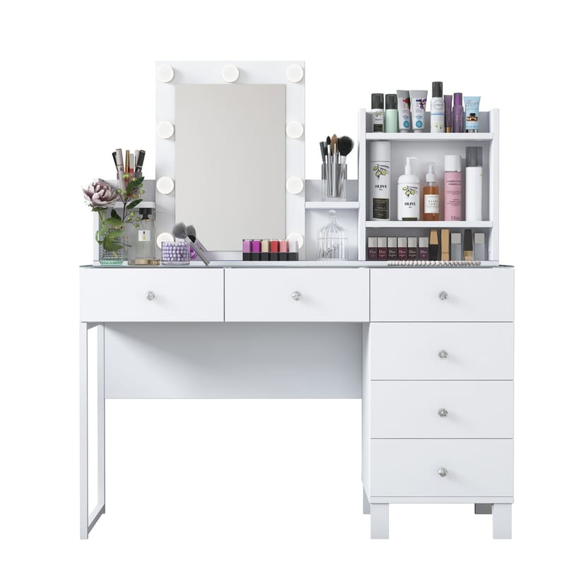 Make-up-bord Wallxpert Hyla BJ141 (120 x 136,8 x 40 cm) hvid - Hvid - Møbler - Borde - Sminkebord & konsolbord