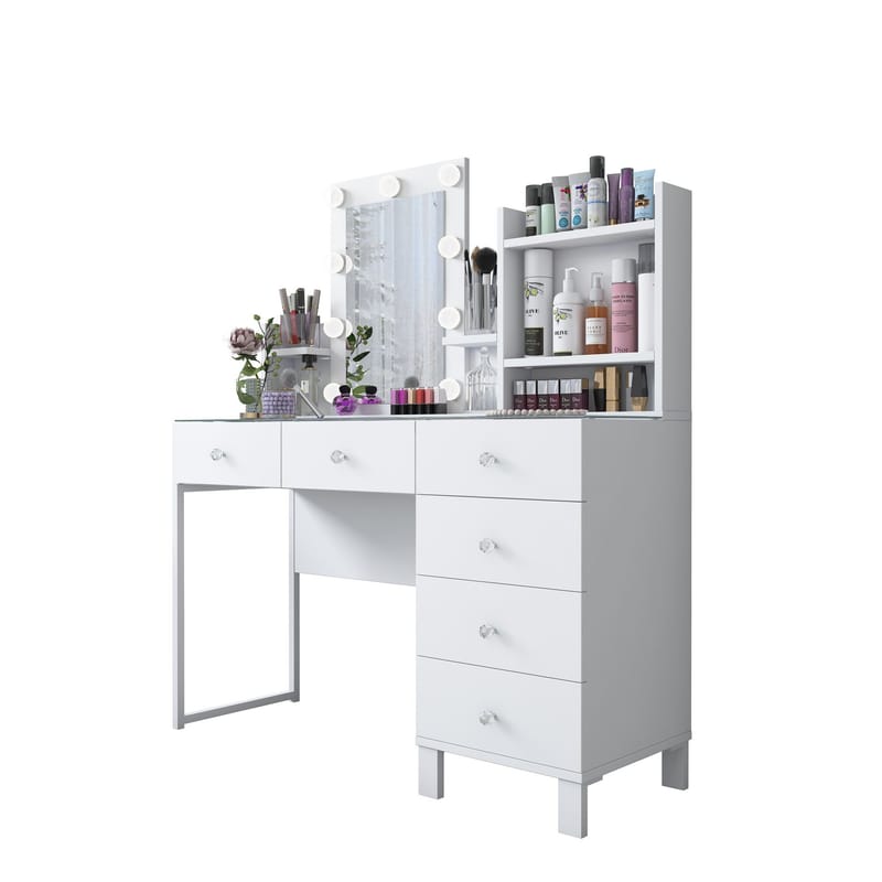 Make-up-bord Wallxpert Hyla BJ141 (120 x 136,8 x 40 cm) hvid - Hvid - Møbler - Borde - Sminkebord & konsolbord