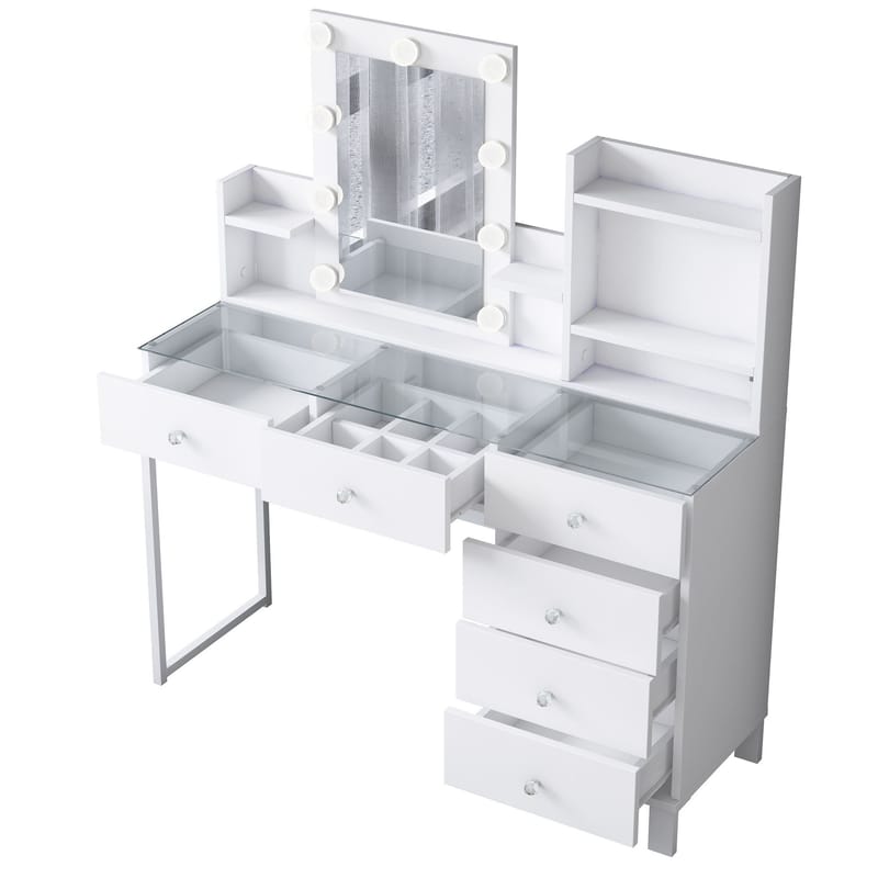 Make-up-bord Wallxpert Hyla BJ141 (120 x 136,8 x 40 cm) hvid - Hvid - Møbler - Borde - Sminkebord & konsolbord