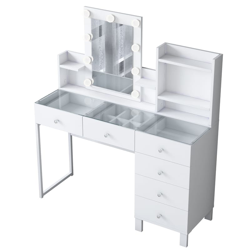 Make-up-bord Wallxpert Hyla BJ141 (120 x 136,8 x 40 cm) hvid - Hvid - Møbler - Borde - Sminkebord & konsolbord