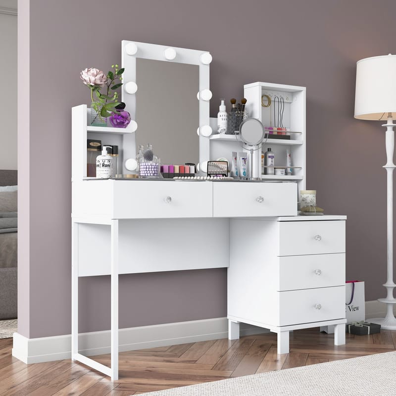 Make-up-bord Wallxpert Hyla BJ153 (120 x 136,8 x 40 cm) hvid - Hvid - Møbler - Borde - Sminkebord & konsolbord