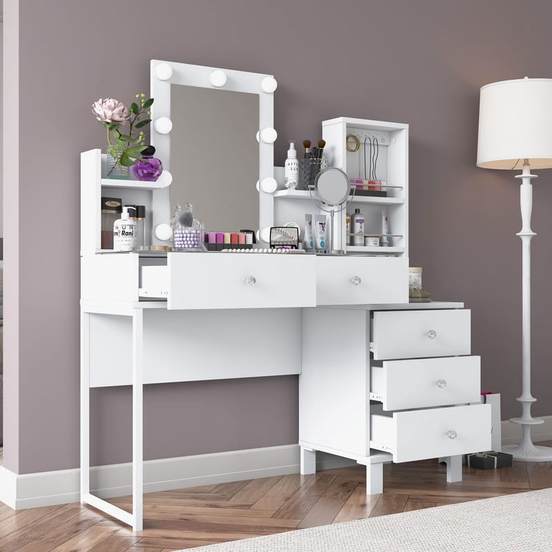 Make-up-bord Wallxpert Hyla BJ153 (120 x 136,8 x 40 cm) hvid - Hvid - Møbler - Borde - Sminkebord & konsolbord
