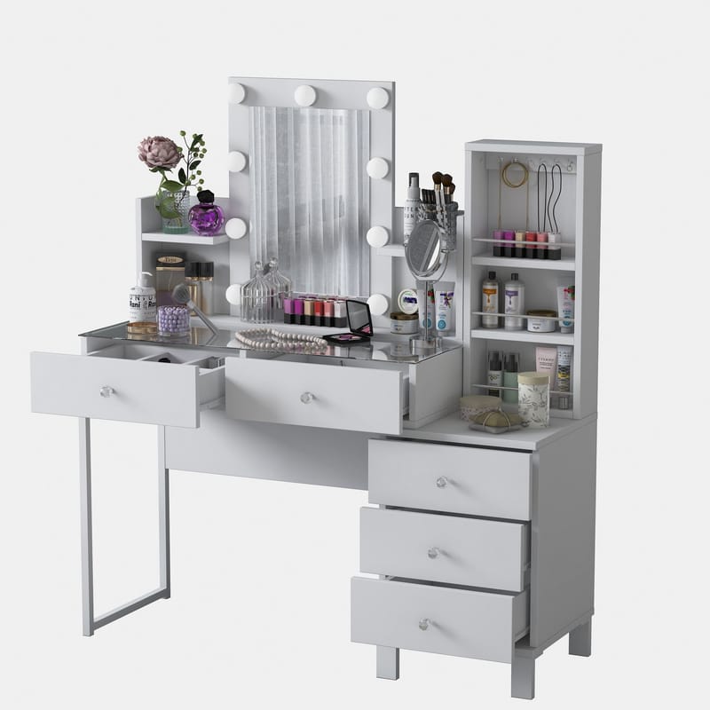 Make-up-bord Wallxpert Hyla BJ153 (120 x 136,8 x 40 cm) hvid - Hvid - Møbler - Borde - Sminkebord & konsolbord