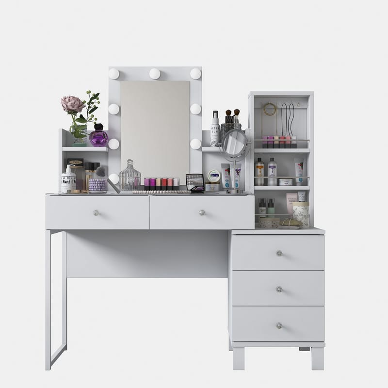 Make-up-bord Wallxpert Hyla BJ153 (120 x 136,8 x 40 cm) hvid - Hvid - Møbler - Borde - Sminkebord & konsolbord