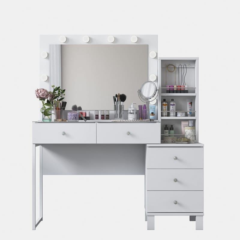 Make-up-bord Wallxpert Isla hylde BJ151 (120 x 141,8 x 40 cm) hvid - Hvid - Møbler - Borde - Sminkebord & konsolbord