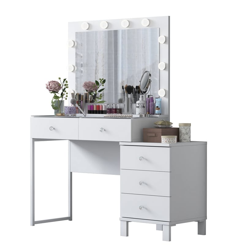 Make-up-bord Wallxpert Isla Shelf BJ150 (120 x 141,8 x 40 cm) Hvid - Hvid - Møbler - Borde - Sminkebord & konsolbord