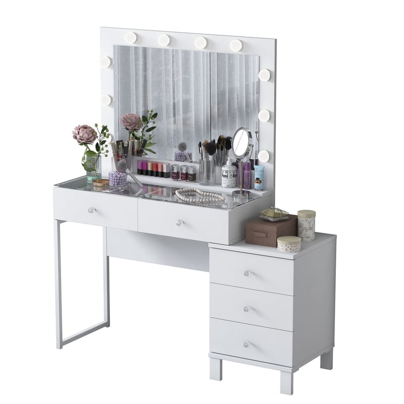 Make-up-bord Wallxpert Isla Shelf BJ150 (120 x 141,8 x 40 cm) Hvid - Hvid - Møbler - Borde - Sminkebord & konsolbord