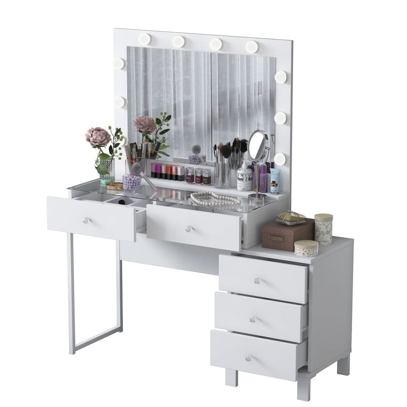 Make-up-bord Wallxpert Isla Shelf BJ150 (120 x 141,8 x 40 cm) Hvid - Hvid - Møbler - Borde - Sminkebord & konsolbord