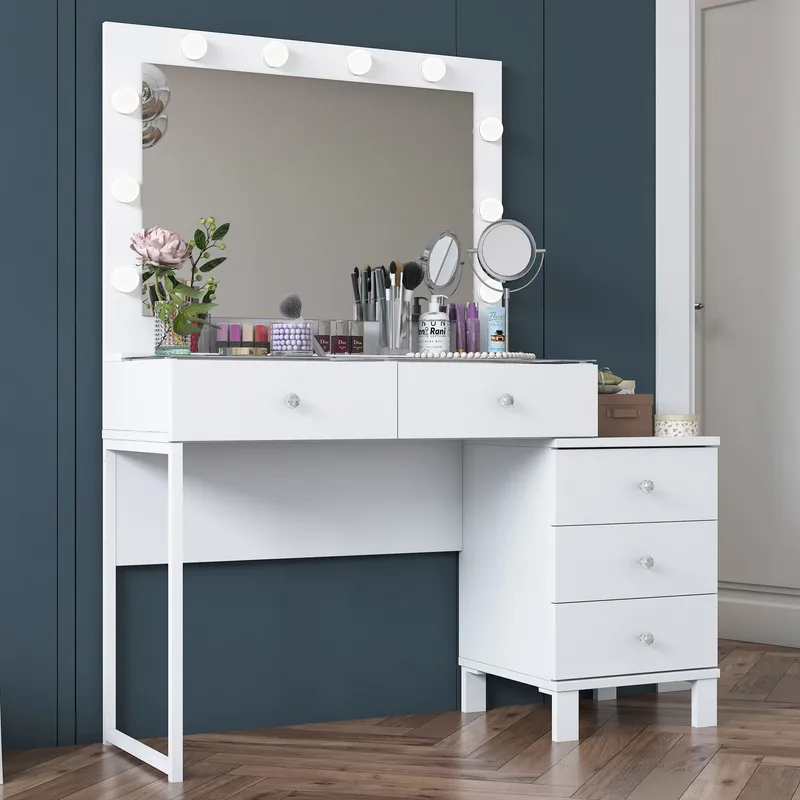 Make-up-bord Wallxpert Isla Shelf BJ150 (120 x 141,8 x 40 cm) Hvid - Hvid - Møbler - Borde - Sminkebord & konsolbord