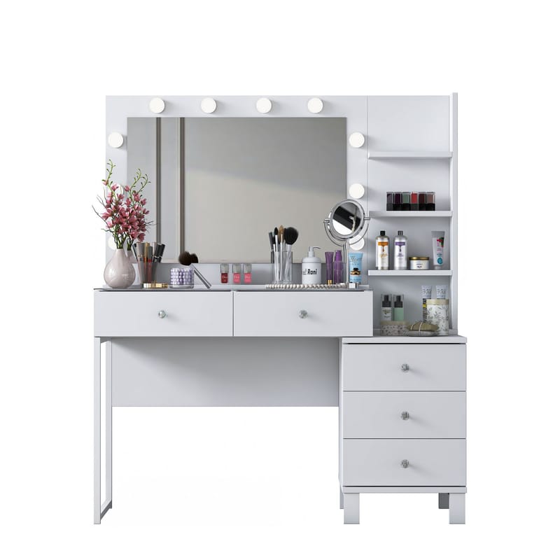Make-up-bord Wallxpert Isla Shelf BJ194 (120 x 141,8 x 40 cm) Hvid - Hvid - Møbler - Borde - Sminkebord & konsolbord