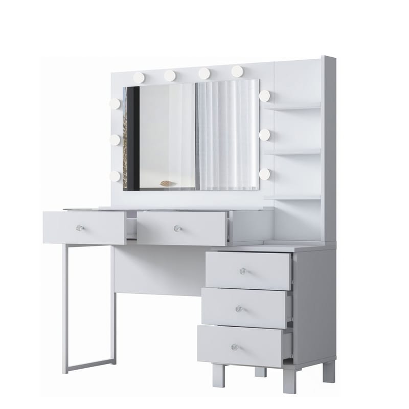 Make-up-bord Wallxpert Isla Shelf BJ194 (120 x 141,8 x 40 cm) Hvid - Hvid - Møbler - Borde - Sminkebord & konsolbord
