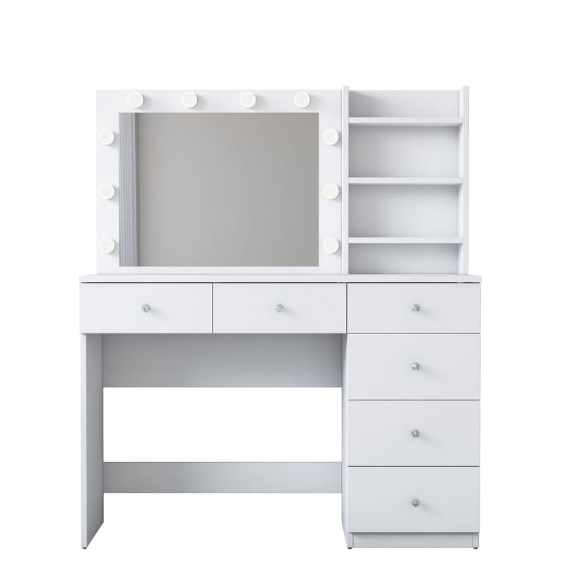 Make-up-bord Wallxpert Juna BJ127 (110 x 141,8 x 40 cm) Hvid - Hvid - Møbler - Borde - Sminkebord & konsolbord