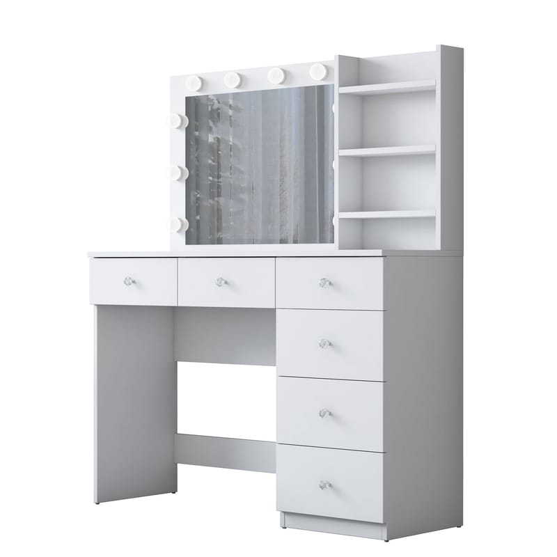 Make-up-bord Wallxpert Juna BJ127 (110 x 141,8 x 40 cm) Hvid - Hvid - Møbler - Borde - Sminkebord & konsolbord