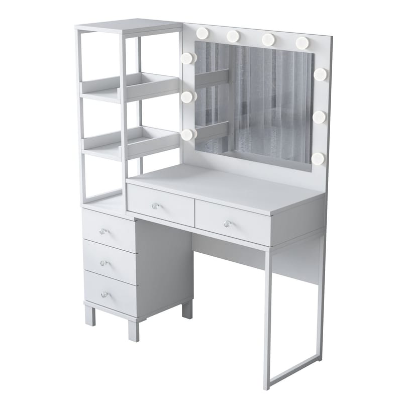 Make-up-bord Wallxpert Juna BJ128 (110 x 141,8 x 40 cm) Hvid - Hvid - Møbler - Borde - Sminkebord & konsolbord