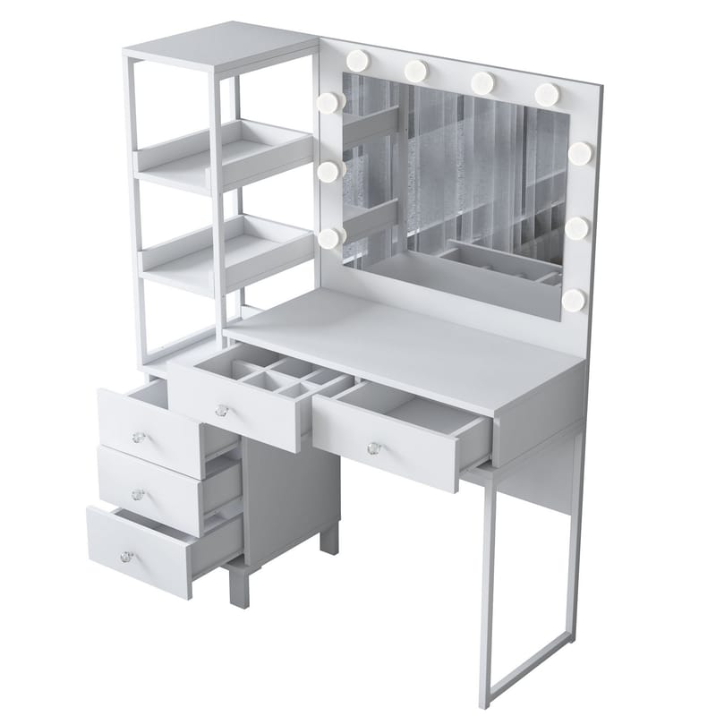 Make-up-bord Wallxpert Juna BJ128 (110 x 141,8 x 40 cm) Hvid - Hvid - Møbler - Borde - Sminkebord & konsolbord