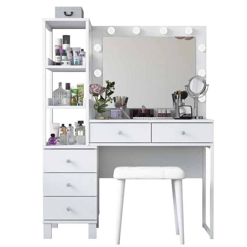 Make-up-bord Wallxpert Kira Hylde BJ155 (120 x 79,8 x 44,5 cm) Hvid, Hvid