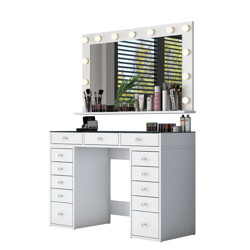 Make-up-bord Wallxpert Kira Shelf BJ197 (120 x 79,8 x 44,5 cm) Hvid, Hvid