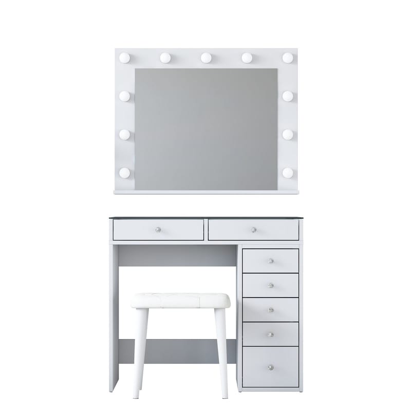 Make-up-bord Wallxpert Lora Hylde (90 x 79,8 x 44,5 cm) Hvid - Hvid - Møbler - Borde - Sminkebord & konsolbord