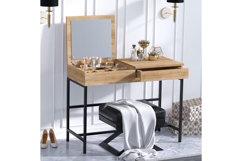 Makeup bord Eg| Sort - Makeup bord med spejl - Sminkebord & konsolbord