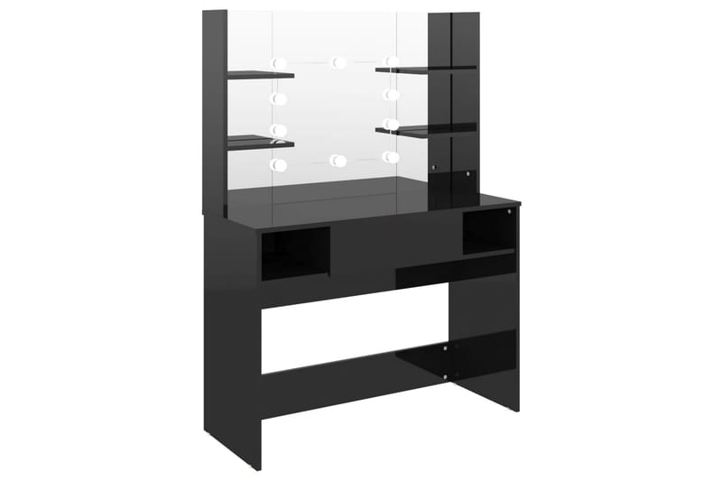 makeupbord med LED-lys 100x40x135 cm MDF skinnende sort - Sort - Møbler - Borde - Sminkebord & konsolbord