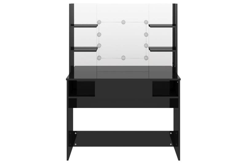 makeupbord med LED-lys 100x40x135 cm MDF skinnende sort - Sort - Møbler - Borde - Sminkebord & konsolbord