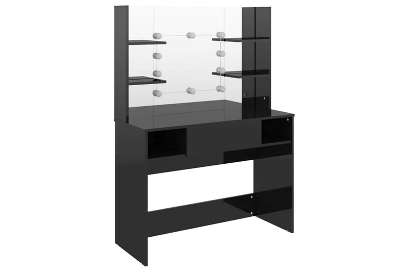 makeupbord med LED-lys 100x40x135 cm MDF skinnende sort - Sort - Møbler - Borde - Sminkebord & konsolbord