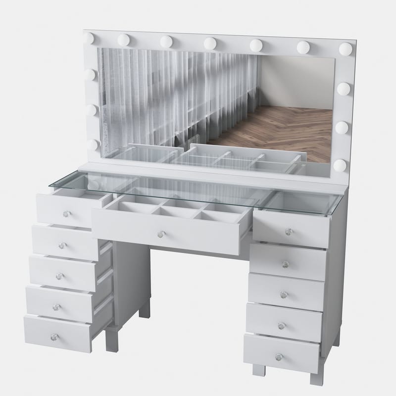 Makeupbord Wallxpert Mira Shelf BJ137 (120 x 133,6 x 40 cm) Hvid - Hvid - Møbler - Borde - Sminkebord & konsolbord