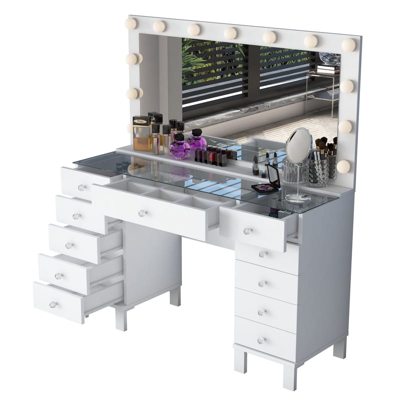 Makeupbord Wallxpert Nyra (120 x 73,6 x 40 cm) Hvid - Hvid - Møbler - Borde - Sminkebord & konsolbord