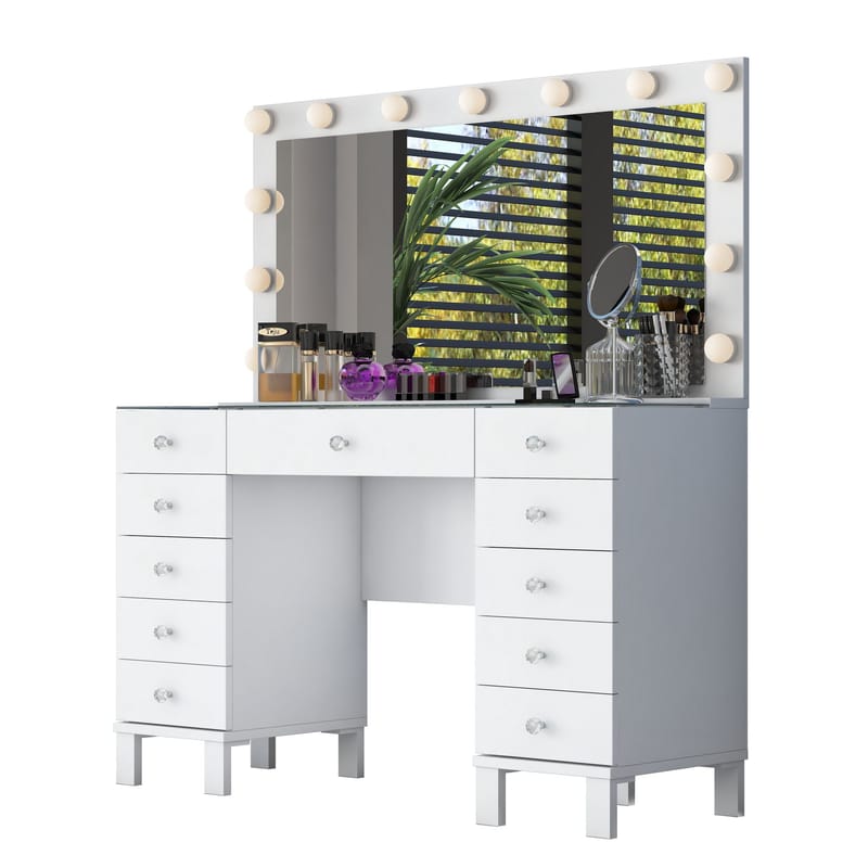 Makeupbord Wallxpert Nyra (120 x 73,6 x 40 cm) Hvid - Hvid - Møbler - Borde - Sminkebord & konsolbord
