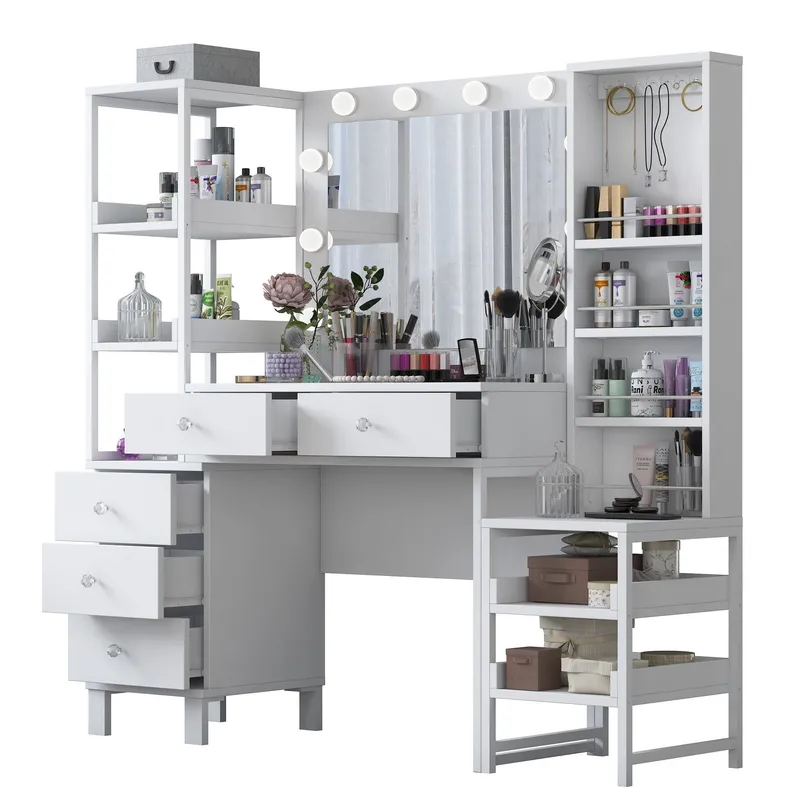 Makeupbord Wallxpert Oren (145 x 141,8 x 40 cm) Hvid, Hvid