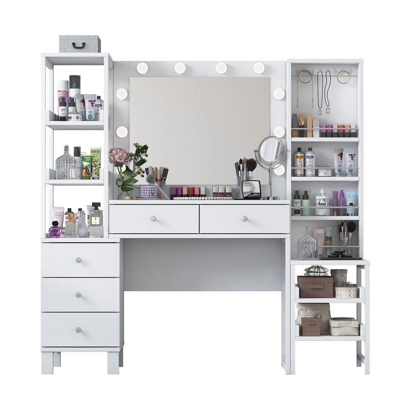 Makeupbord Wallxpert Oren (145 x 141,8 x 40 cm) Hvid - Hvid - Møbler - Borde - Sminkebord & konsolbord