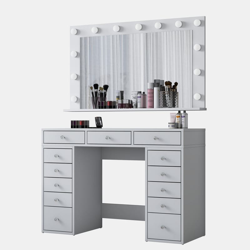 Makeupbord Wallxpert Pira (120 x 81,6 x 44,5 cm) Hvid Kold hvid - Hvid, kold hvid - Møbler - Borde - Sminkebord & konsolbord