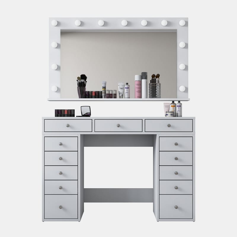 Makeupbord Wallxpert Pira (120 x 81,6 x 44,5 cm) Hvid Kold hvid - Hvid, kold hvid - Møbler - Borde - Sminkebord & konsolbord